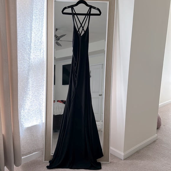 NWT ASOS club London Black Cross Over Baok Fishtail Maxi Dress - Picture 9 of 12